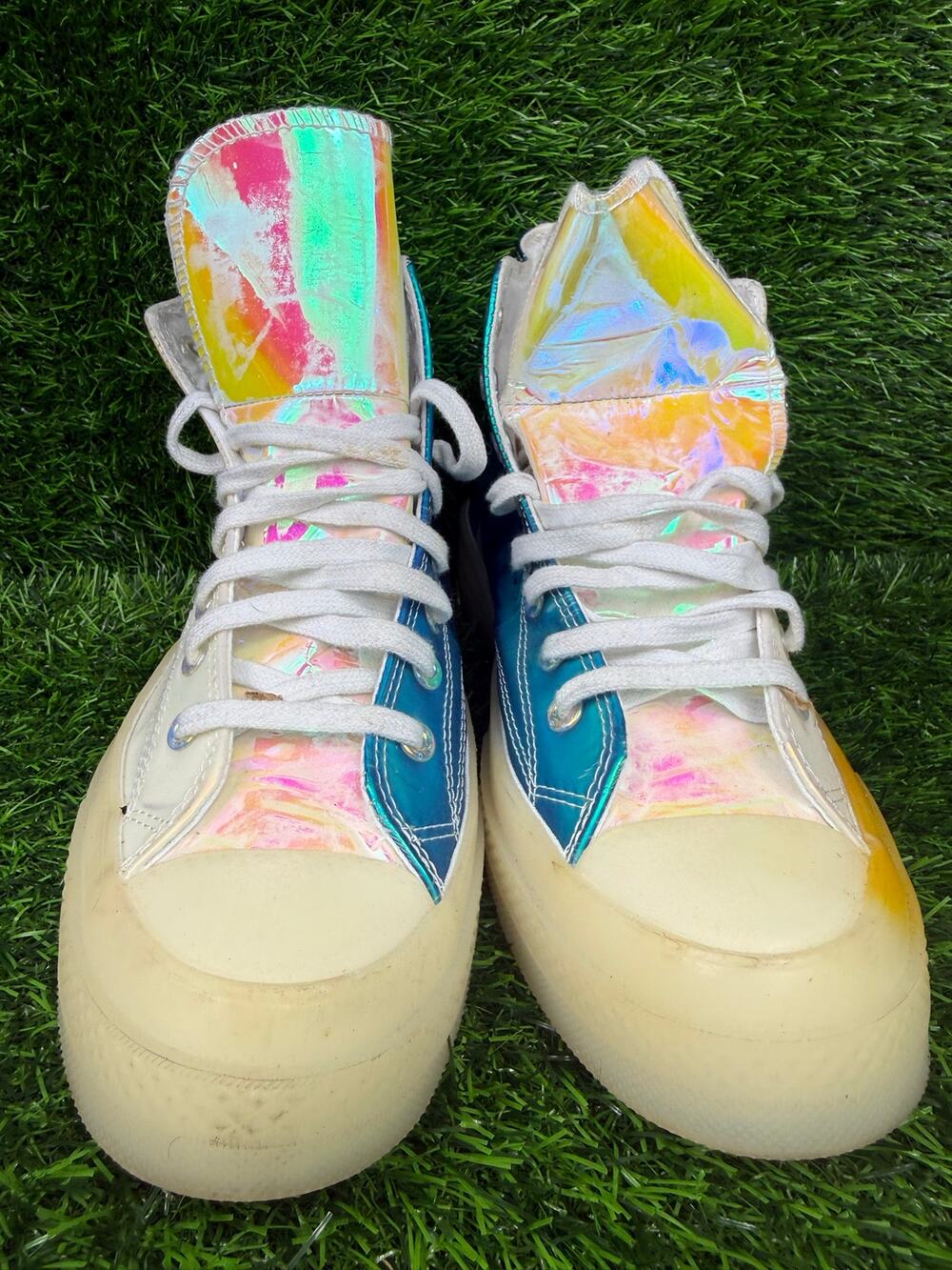 Converse Chuck 70 Hi Iridescent White Patent Leather Mens 9.5 Women 11.5 163786C - Picture 1 of 8